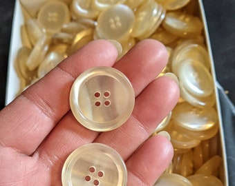 12 Old Buttons 1 1/8" Beautiful Large vintage cream buttons 4 hole buttons for sewing or crafting coats sweaters decor 1 1/8 inch pearlized