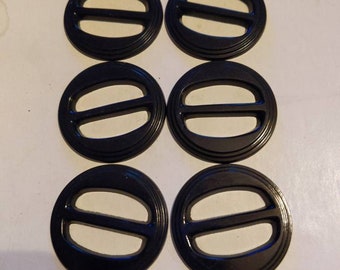 6 vintage 1 3/8 "Kunststoff 35 mm Schnallen Schieber 7/8 "Löcher Schal Schieber Gürtelschnallen alte antike Handwerk Nähzubehör