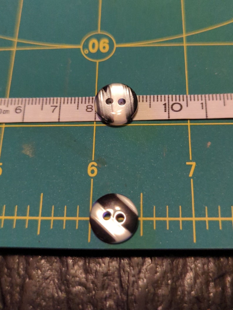 Black & silver shiny 2 hole buttons about 1/2 or 12mm plastic buttons shirt buttons sewing dress shirt clothing striped craft buttons image 3