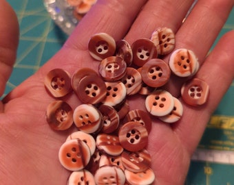 Rust 4 hole buttons about 1/2" or 12mm plastic buttons shirt buttons sewing dress shirt clothing striped craft buttons dull matte finish