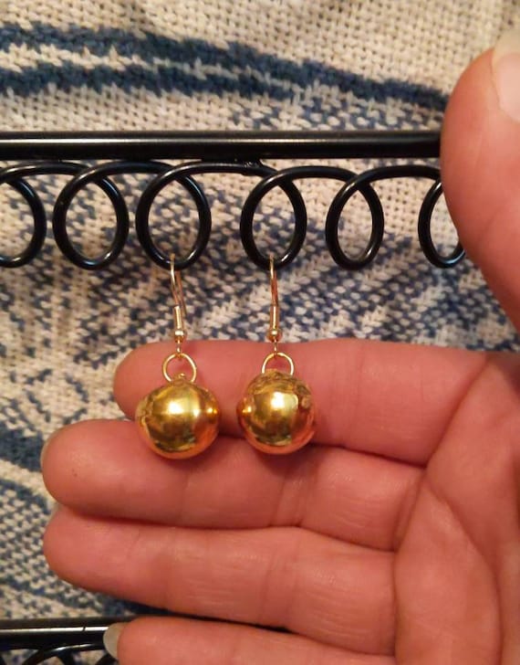 Buy Gold Dangle Fish Hook Earrings Made From Ball Type Vintage