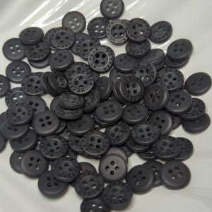7/16&quot; black no fear shirt Buttons vintage 4 hole buttons small work shirt buttons 12mm plastic resin buttons (50 pieces)
