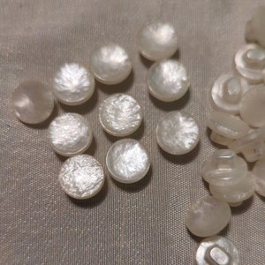 Vintage ivory Pearl buttons 3/8" 10mm wedding dress buttons shank back plastic buttons bridal gown buttons blouse flat top buttons