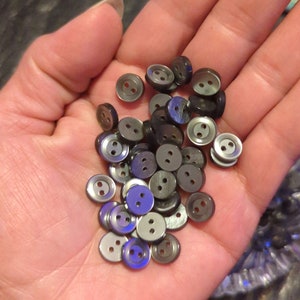 Tiny 2 hole buttons about 3/8&quot; 10mm smokey gray plastic buttons shirt buttons sewing kids dress shirt work clothing buttons small buttons