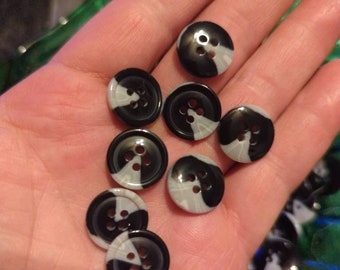 Gray & Black swirl work shirt Buttons vintage 4 hole buttons 5/8" 16mm plastic resin 24L (144 pieces)
