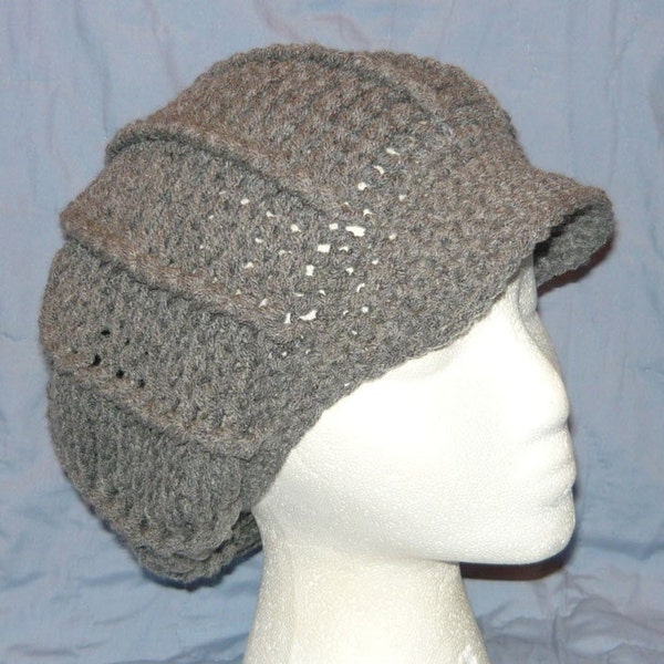 Gray Newsboy Brimmed Crochet Hat