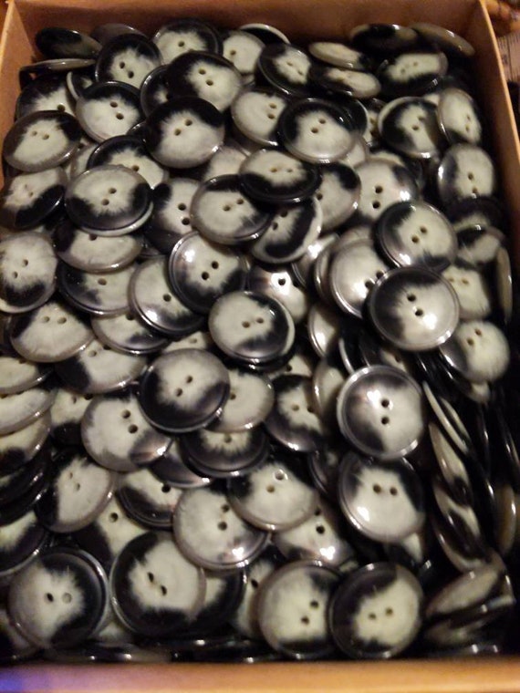 Gray & Black Swirl Work Shirt Buttons Vintage 4 Hole Buttons 