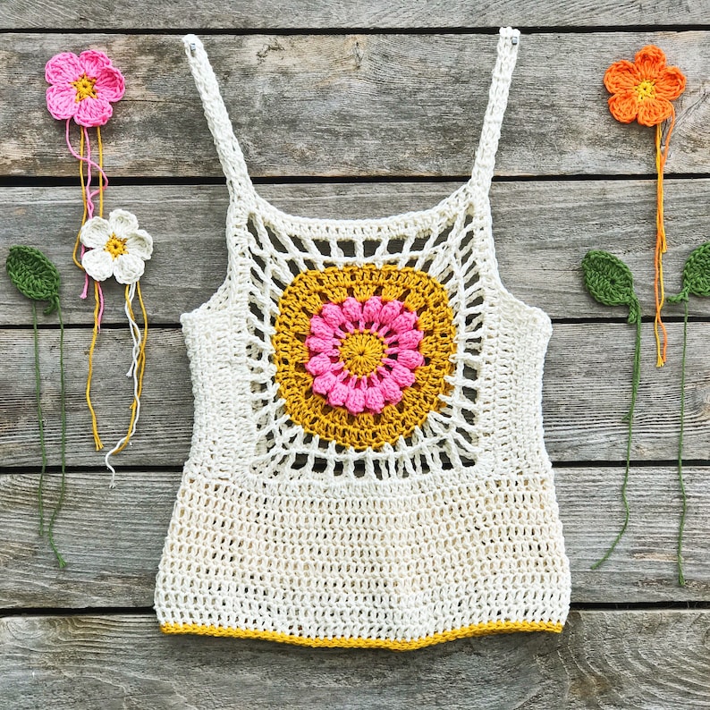 POP Flower Power Tank Top Pattern Crochet zdjęcie 1