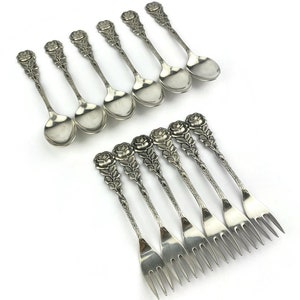 Antique German Kleeblatt Rose 1959 Vintage Spoons and Forks