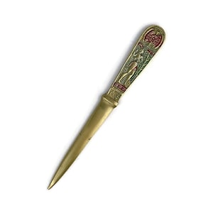 Abridor de cartas de latón griego, herramienta de apertura de sobres, accesorio de escritorio vintage, cortador de papel de latón, accesorio de tintero, decoración de escritorio de oficina antigua