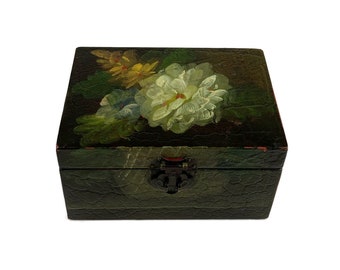 Wooden Jewellery Box, Jewelry Storage, Ring, Necklace, or Earring Organizer, Hand painted Desk Organiser, Vintage Vanity Table Accessory