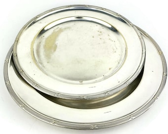 Versilberte Teller 2er-Set, schwedisches Besteck, Vintage Silberplatte Servierplatte, Paar Silber Essteller, Wohnzimmer Dekor, Geschenkidee