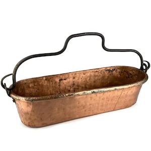 Antique Copper Planter, Hand Made Flower Pot, French Jardiniere With Iron Handle, Indoor Planter, Solid Copper Flower Pot, Gift Idea
