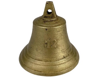 Campana de bronce antigua número 12, campana colgante vintage, campana de 3,3 pulgadas, campana de bronce clásica, decoración de granja, campana de llamada, decoración de oficina