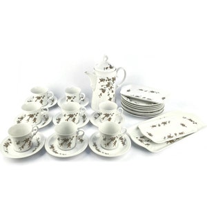 Eschenbach Porzellan Bavaria Coffee Set, Breakfast Serving Set of 8 With Dessert Plates And Platters, Porcelain Tea Set From Germany