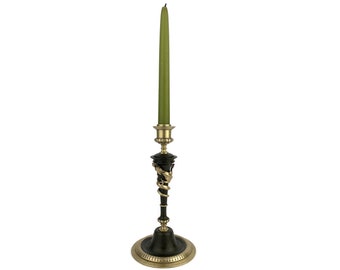 Raro portavelas de dragón del siglo XIX, candelabro antiguo hecho de latón fundido y hierro, trabajo manual de calderero de 1800, decoración de la sala de estar