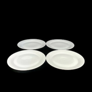 Bavarian Porcelain Dining Set Of 4, Eschenbach Bavaria Serving Set, 1950&#39;s German Dinner Set, 4 White Plates, Porcelain Dinnerware Germany
