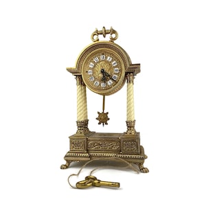 horloge de cheminée vintage Schmid, mouvement pendule allemand 8 jours Fabrik SSS Marke, horloge de table à colonne, vers 1960, décoration design antique