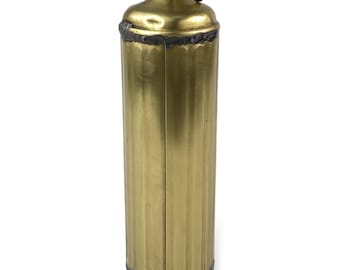 Vintage French Brass Water Bottle, Antique Metal Flask With Screw Cap, Rustic Travel Container, Utility Vessel