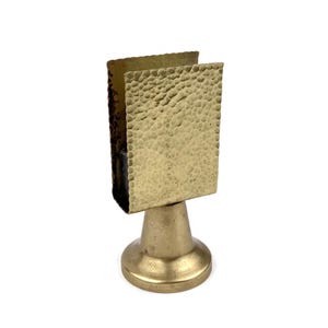 Brass Modernist Match Holder, Vintage Hammered Match Box Stand, Industrial Style Tabletop Matchstick Stand, Tobacciana Accessory, Gift Idea