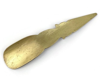 chausse-pied vintage en laiton massif, poignée de cuillère à chaussures, aide à botte en laiton décoratif du milieu du siècle, cadeau d'accessoire d'entrée classique, décoration française