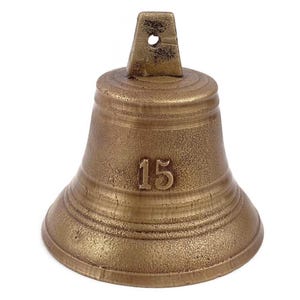 Antique Bronze Bell Number 15, Vintage Hanging Bell, 4.33 Inch Bell, Top Mounted Bronze Bell, Farmhouse Decor, Call Bell, Office Decor