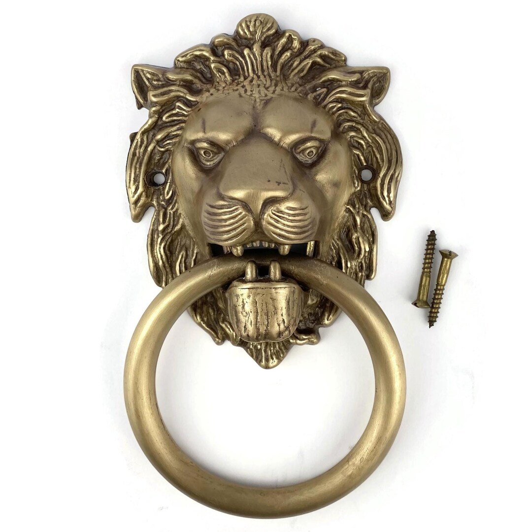 Italian Brass Lion Head Door Knocker, Made in Italy, Front Door Decor ...