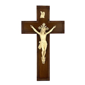 Holz Wandbehang Jesus Kruzifix, handgeschnitztes Holz Kreuz von Jesus Christus, Vintage Altar Kruzifix, religiöses Wohnkultur, christliches Geschenk