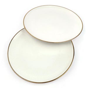 Bavarian Porcelain Dining Set Of 2, Winterling Röslau Bavaria, 1950&#39;s German Dinner Serving Set, White Plates Gold Rim, Dinnerware Germany
