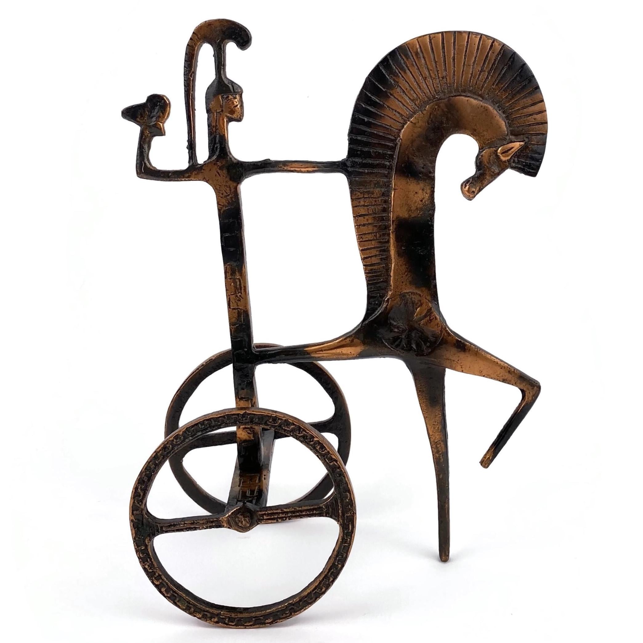 Vintage Brass Athena Figurine, Greek Goddess Minerva Chariot Statue, Brass Owl Symbol Sculpture, Myt