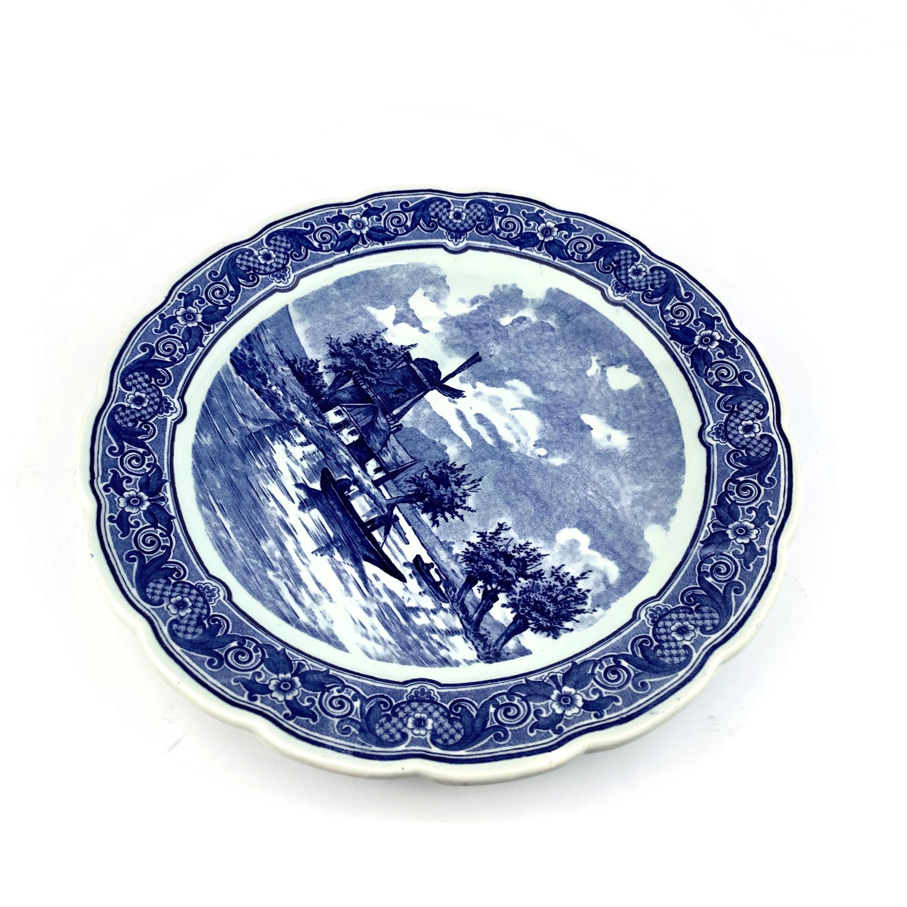 Magnifique Assiette Murale Vintage Delfts Boch Belgium Royal Sphinx - Céramique Peinte à La Main Des Années 1960