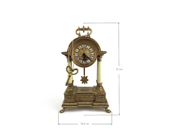 Vintage Schmid Pillar Mantel Clock, Circa 1960's Fabrik SSS Marke