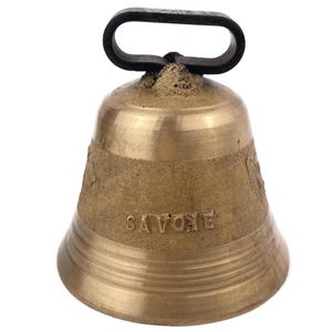 Savoie France Bronze Bell, Vintage Hanging Bell, 4.72 Inch Bell, Embossed Bronze Bell, Farmhouse Decor, Call Bell, Office Decor