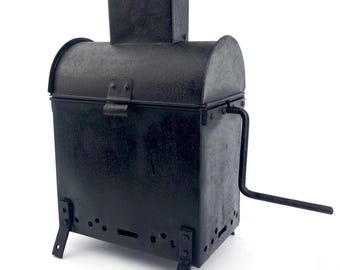 Vintage French Coffee Roaster, Manual Bean Roasting Drum, Hand Crank, Metal Kitchen Tool, Rustic Farmhouse Decor