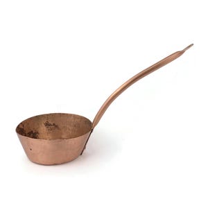 Antique Large Copper Ladle, Vintage Handmade Copper Dipper, Copper Cooking Accessory, Hammered Copper Jam Preserve Utensil, Wall Decor