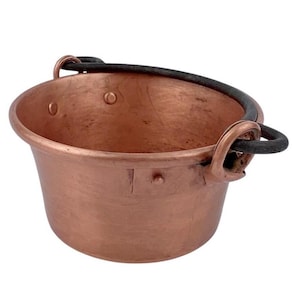 French Copper Bucket, Small Copper Pot With Iron Handle, Vintage Utility Vessel, Rustic Kitchen Decor, Hand Made In France