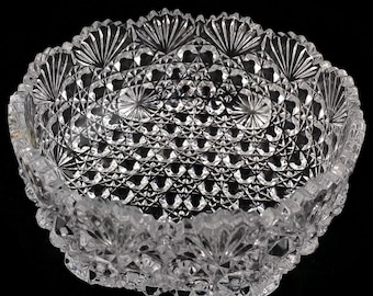 Bol de cristal japonés Hoya, cristal de plomo japonés al 24%, plato de cristal tallado de alta calidad, borde festoneado, decoración de mesa de mediados de siglo, cuenco para dulces