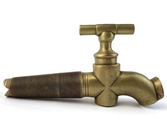 Antique French Brass Barrel Spigot, Winery Decor