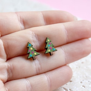 Christmas Tree Earrings Christmas Tree Studs Christmas Tree Jewellery Xmas Earrings Christmas Earrings Christmas Tree Studs image 1