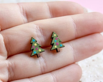 Boucles d'oreilles d'arbre de Noel - Goujons d'arbre de Noel - Bijoux d'arbre de Noel - Boucles d'oreilles de Noel - Boucles d'oreilles de Noel - Goujons d'arbre de Noel