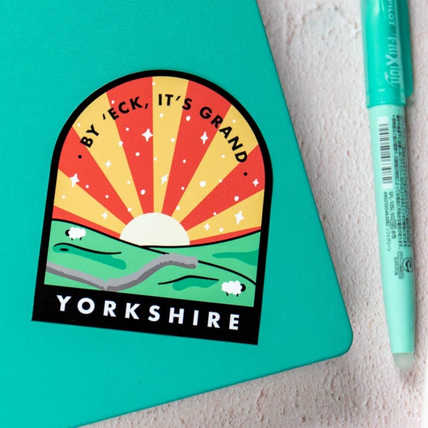 By 'Eck It's Grand, Yorkshire Large Vinyl Sticker - yorkshire sticker - planner sticker - cute sticker - die cut sticker - laptop sticker