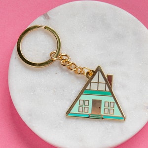 A Frame Cabin Key Chain Cabin key ring A Frame key ring outdoor lover cute key ring cabin gift outdoors gift image 1