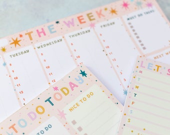 Colorful Stars Planner Pad Set: Weekly, Meal, To-Do List