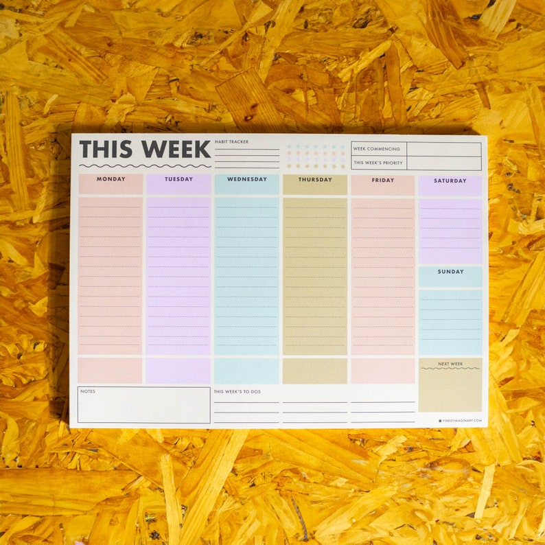 Colour Block This Week A4 Planner Notepad WFH Planner To Do List Motivation Organisation Desk Planner Daily Plan Planner Pad image 1