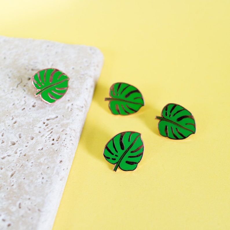 Monstera leaf pin enamel pin lapel pin swiss cheese plant pin leaf pin monstera gift plant pin plant gift monstera gift image 1