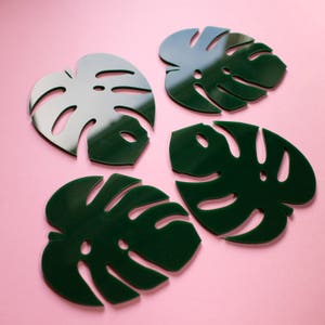 Monstera Coasters set of four Leaf Coasters Monstera Homeware Monstera Gift Cheese Plant Coasters Plant lady gift Plant Gift image 2