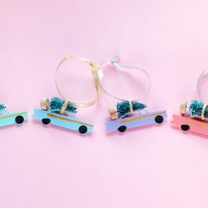 Mid Century Vintage Pastel Car Christmas Decorations inspired by Palm Springs image 3