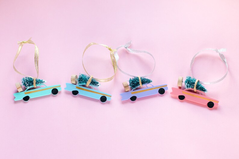 Mid Century Vintage Pastel Car Christmas Decorations inspired by Palm Springs image 3