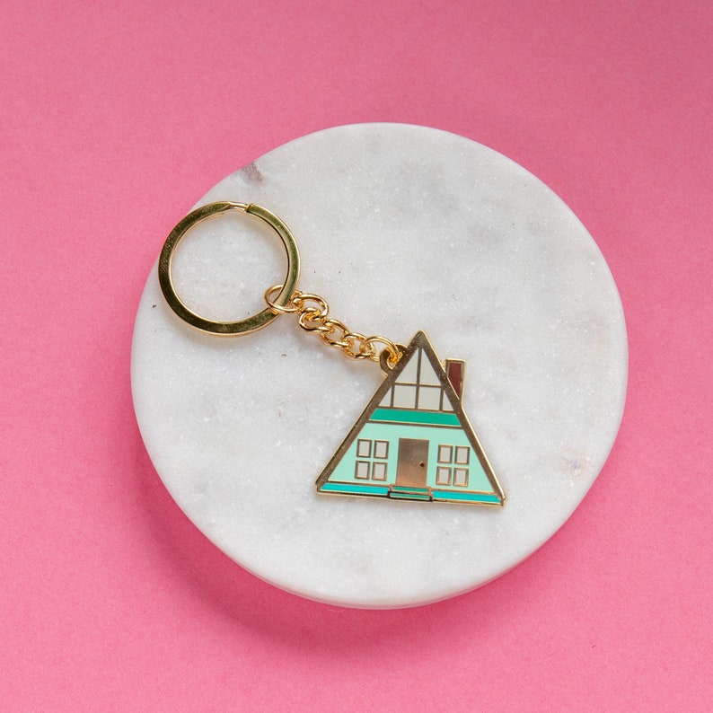 A Frame Cabin Key Chain Cabin key ring A Frame key ring outdoor lover cute key ring cabin gift outdoors gift image 1