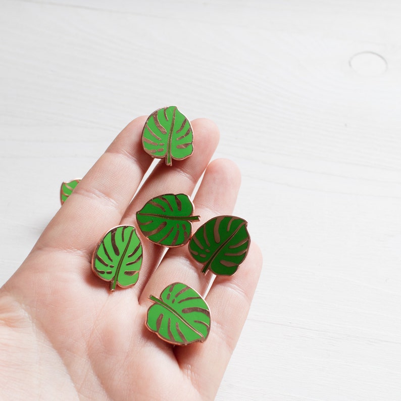 Monstera leaf pin enamel pin lapel pin swiss cheese plant pin leaf pin monstera gift plant pin plant gift monstera gift image 3